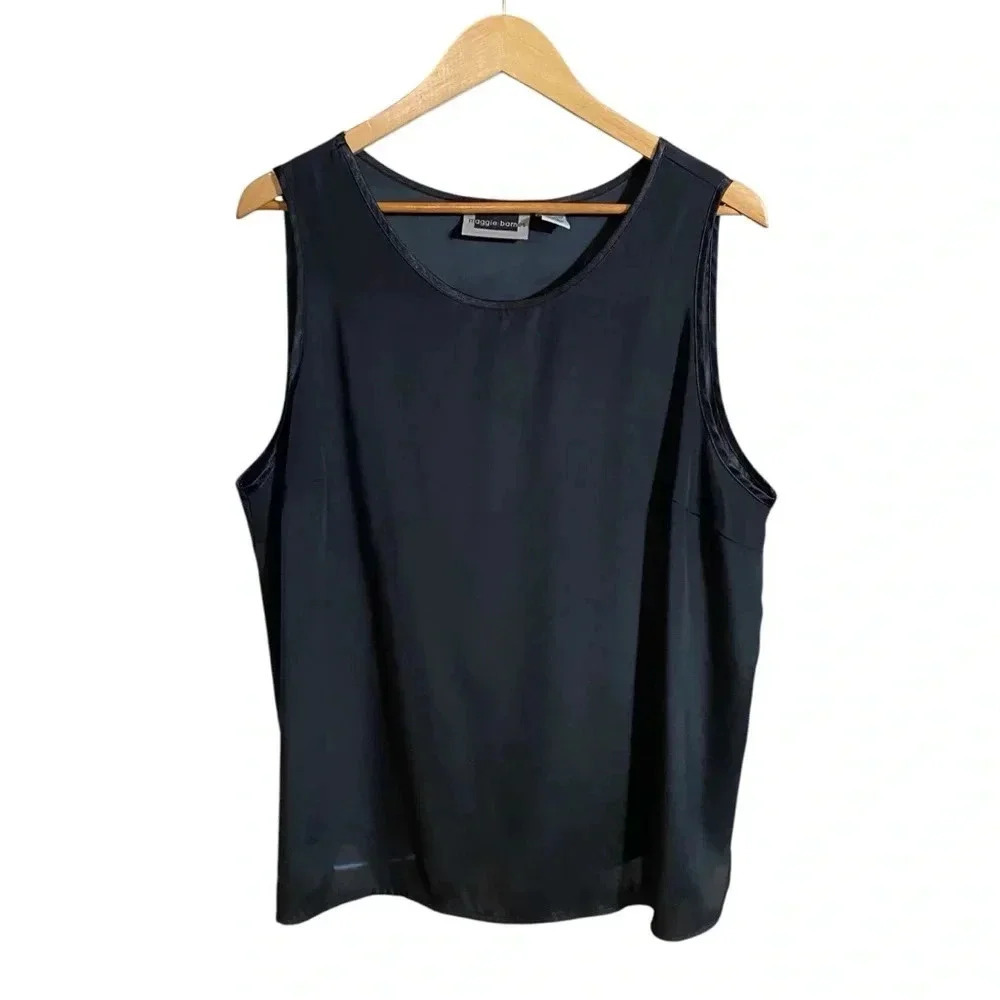 Maggie Barnes Women's Top Blouse Boxy Shell Casual Sleeveless Black Size 1X